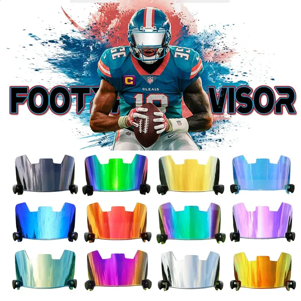 Chrome Integrated Football Visor with Flat Lens Technology, Anti-Glare and UV Protection, Secure Fit for Youth & Adult Helmets, Football Accessories for Practice & Matches