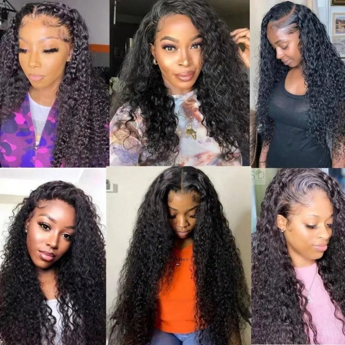 38 40 Inch 180% Density Deep Wave Lace Front Wigs Human Hair 13x4 HD Lace Front Wigs Human Hair Glueless Pre Plcked Curly Human Hair Wig For Women With Baby Hair Wet And Wavy Wig Natural Color
