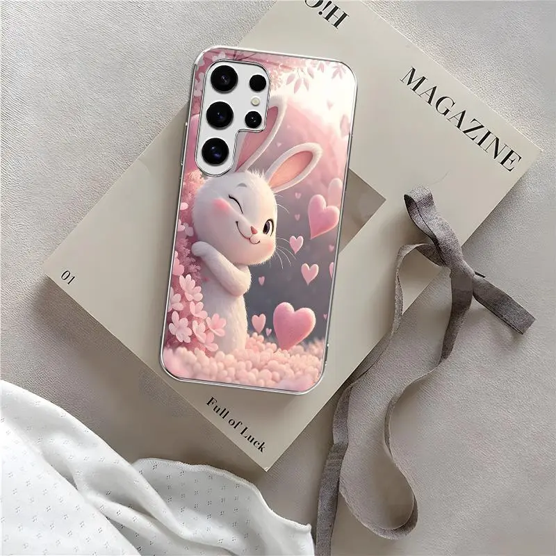 Cute Easter Bunny Case – Funny Rabbit Butt & Pink Heart Aesthetic Cover for Galaxy S25 Ultra-975