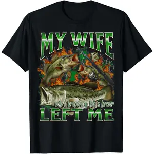 100% Cotton Unisex-Adults Fishing Meme T-Shirt - Black, Small - Short Sleeve - Humorous Theme - Offensive Fishing Meme Graphic