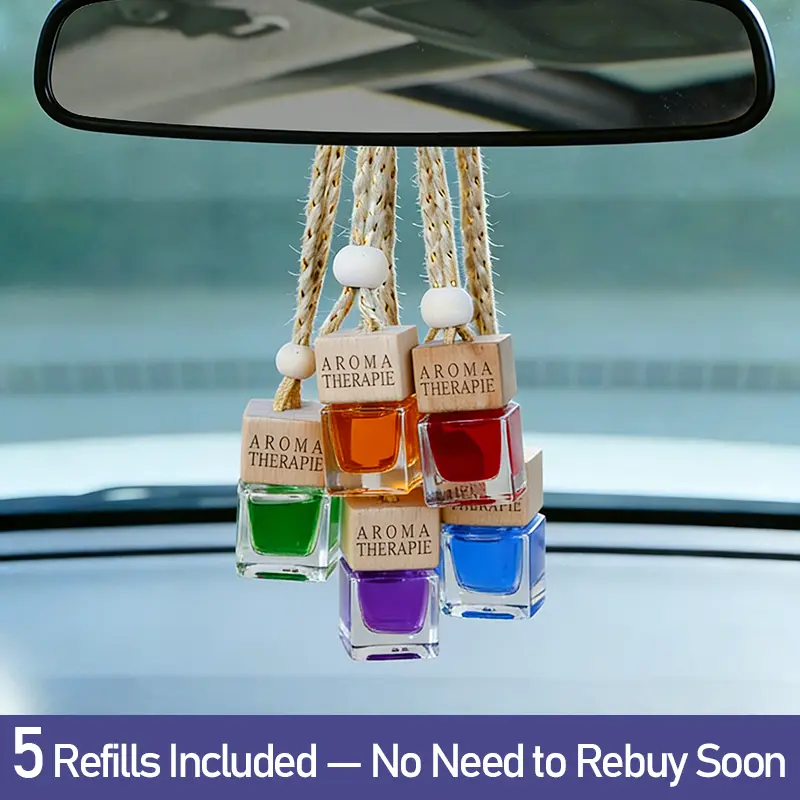 5 Pack Cute Essential Oil Car Freshener  car defuser Hanging Long Lasting Scent for Car & Home, Essential Oil Freshener with Adjustable Fragrance. Scents:Ocean,Serendipity,Lemon,Gardenia,Cologne gift under