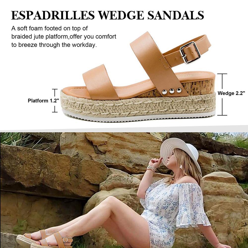 Athlefit Women's Espadrilles Sandals Ankle Strap Buckle Wedge Sandal Open Toe Studded Platform Sandals Casual Shoes Walking Shoes Flatform Footwear