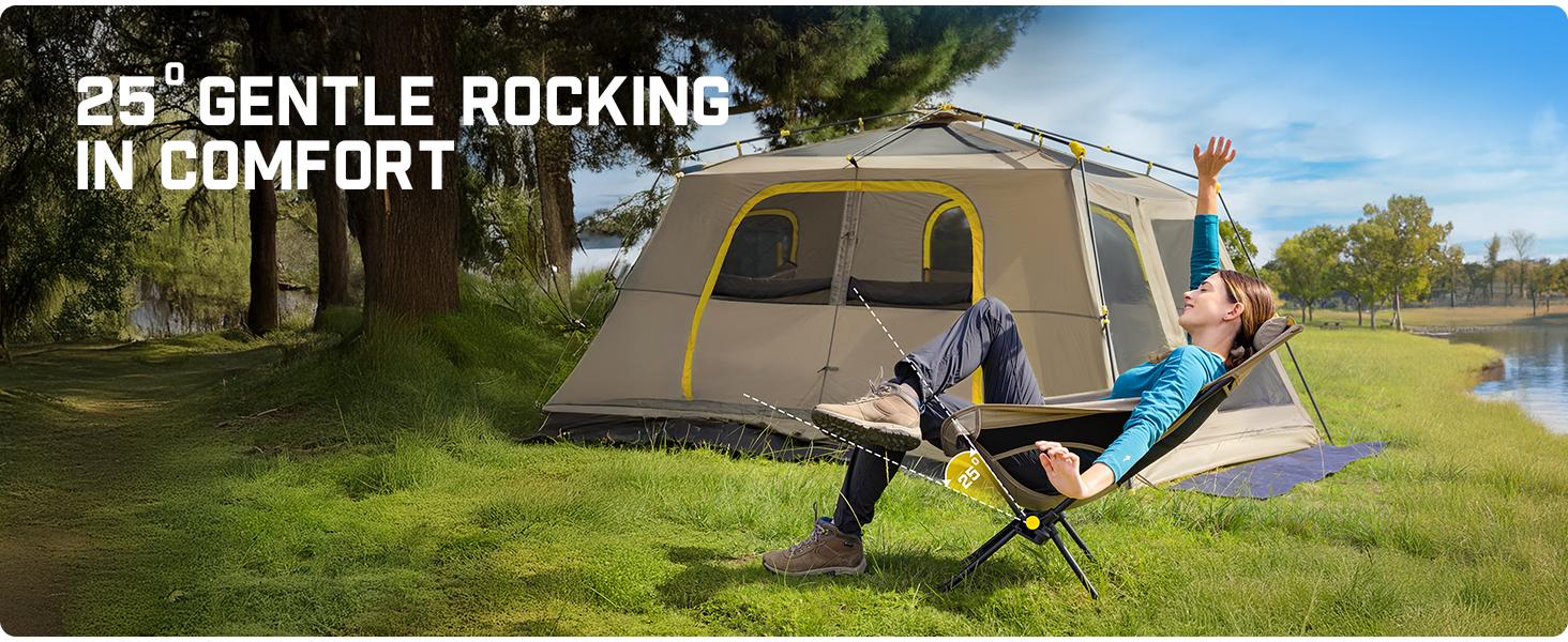FanttikOutdoor Zeta L8 Max Unisex Folding Camping Chair - Portable, Lightweight, Comfort-Driven Gentle Rocker with Carry Bag, Space-Saving Rolling Design, Supports Up to 250 lbs for Camping, Patio,toolupgrade