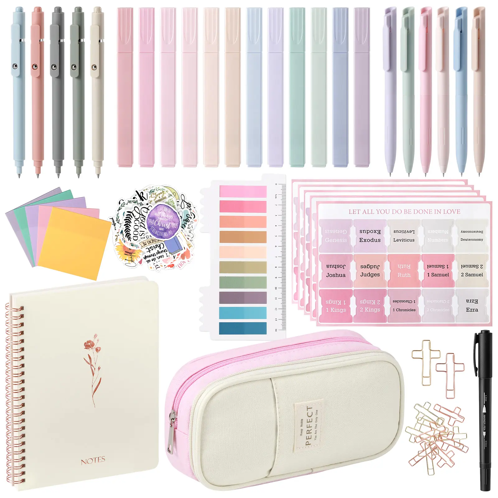 Bible Journaling Kit | No Bleed Bible Highlighters & Annotation Supplies with Pen Case, Bible Tabs, Notebook, Pens | Bible Study Supplies Set for Christian Women, Students, Beginners, Birthday Gift