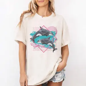 Comfort Colors Orca Shirt, Retro Killer Whale Graphic Tee, 90s Ocean Aesthetic Shirt, Gift for Orca Lovers