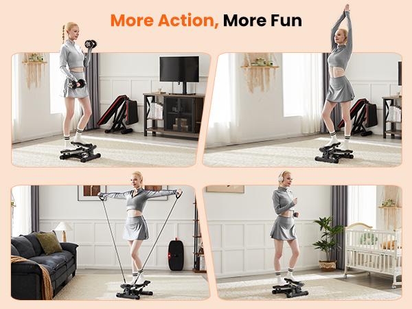 Steppers for Exercise at Home Workout Equipment, Twist Mini Stepper with Resistance Bands, Cardio Weight Loss Equipment Home Fitness