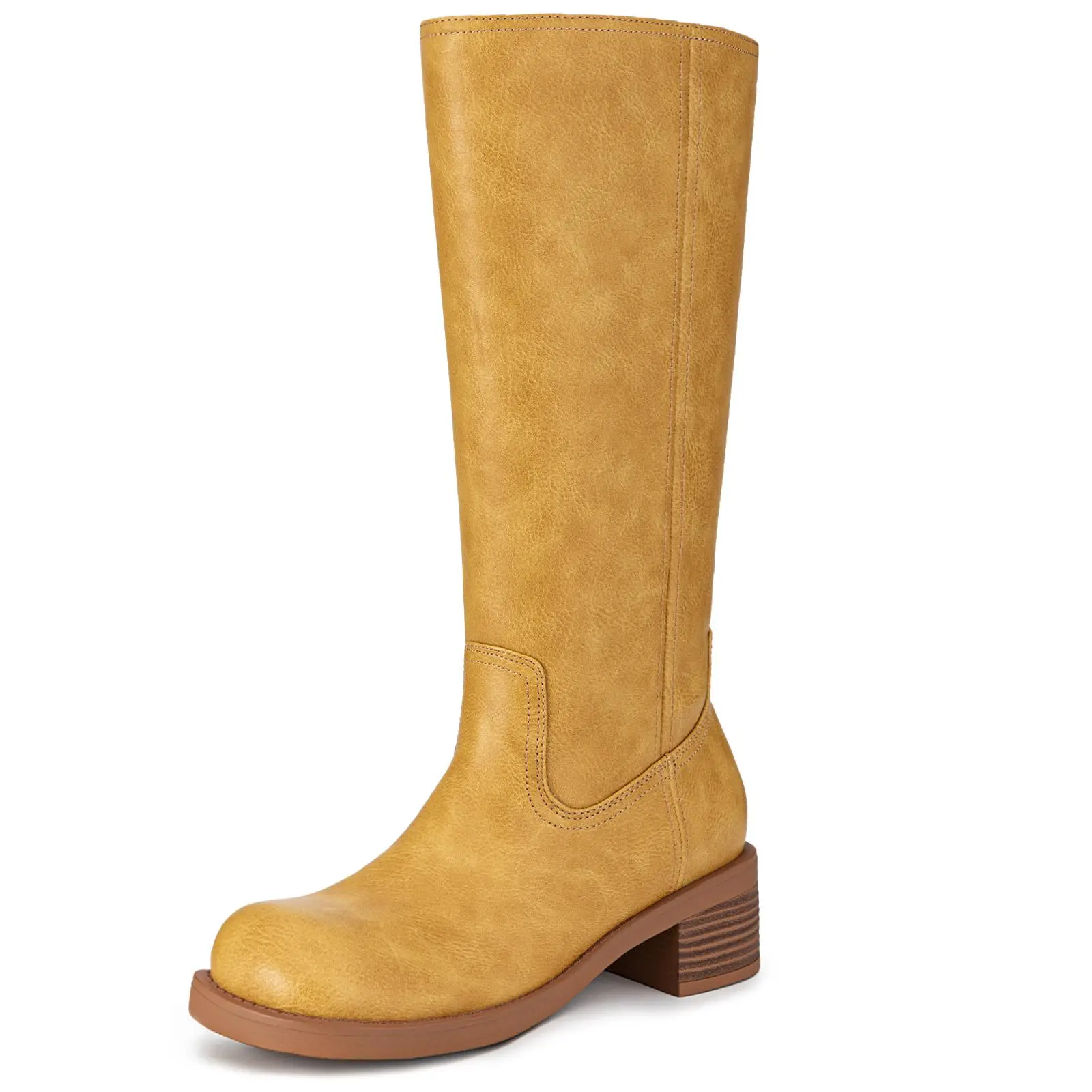 Women's Knee High Boots Square Toe Chunky Block Riding Tall Boots for Women Low Heel,shoes for back to school,back to school shoes