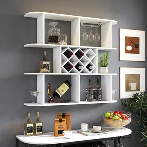 Large Wall Mounted 3 Tier  Rustic Bottle Wine Rack,Multifunctional Wooden Wall Mounted Wine Rack,Storage Rack with Wine Glass Holder,mounted wall Storage winerack Rack for Home Bar Dining Room Decor
