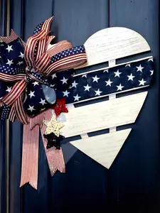 Rustic Patriotic Heart Door Hanger, Stars and Stripes, Americana Decor
