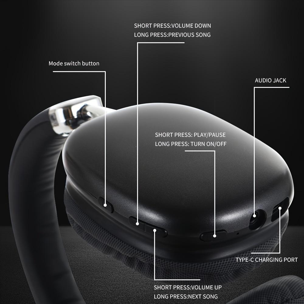 Over Ear Noise Cancellation Bluetooth Earphones Wireless Earbuds New Stereo E-sports Gaming Headset Black Audio Electronic