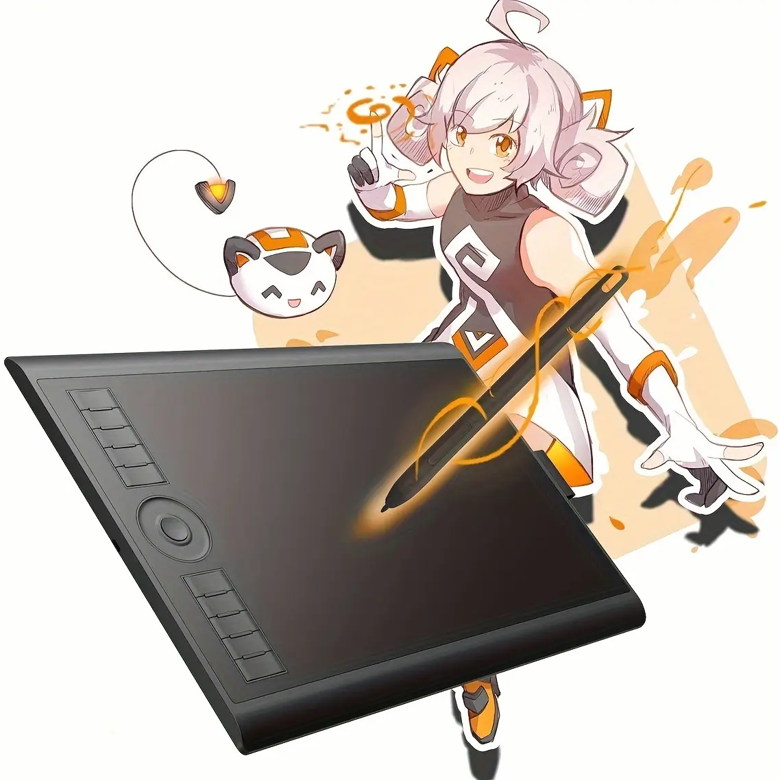 Drawing Tablet GAOMON M10K Professional Large Graphics Tablet with 8192 Levels Battery-Free Stylus, 10 Hot Keys for Digital Art, Design, Photo-Editing, Work with Mac, Windows PC 10x6.25 Inches