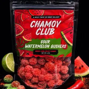 Chamoy Club - Sour Gushers (6oz) | Sweet & Spicy Mexican Candy | Watermelon, Green Apple, Strawberry, Blue Raspberry Snack Bonbon Chilli gummies trending