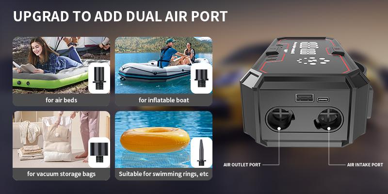 【Kapeezi】 Portable Car Emergency Starter Suitable for all gasoline engines and 6L diesel engines. 160PSI Tire Inflator 12V Battery Starter 18000mAh Power Bank with LED Light. 【Kapeezi】 Portable Car Emergency Starter Suitable for all gasoline engines and 6L diesel engines. 160PSI Tire Inflator 12V Battery Starter 18000mAh Power Bank with LED Light.