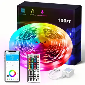 Smart RGB Led Strip Lights, 100ft Led Lights for Bedroom with App Control, Multicolor Changing Led Light Strips Apply for Home Decor, Living Room, Kitchen, Home Party Decoration