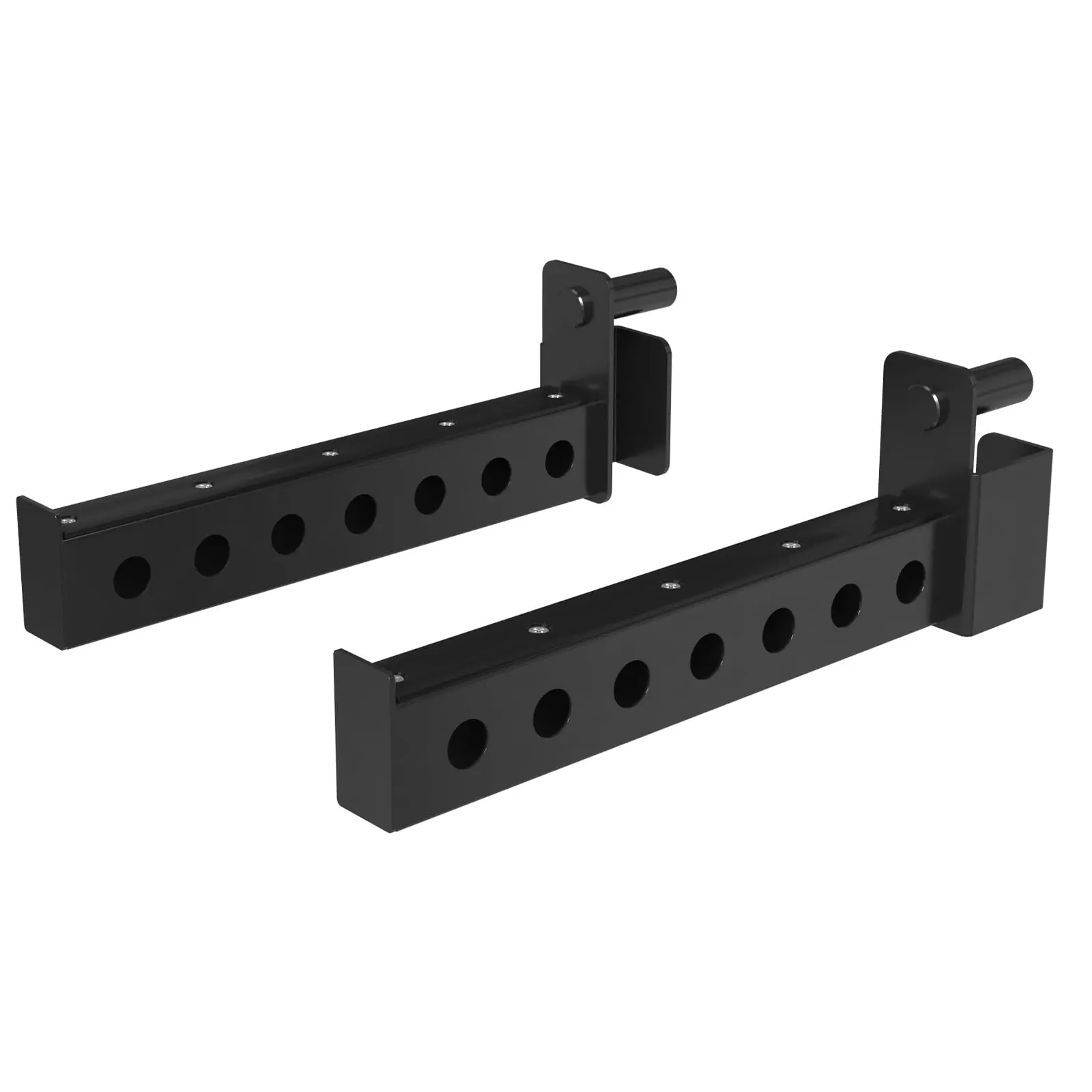 MIKOLO Safety Catches Spotter Arms for Power Rack Fits 2"x2" Tubes 800LB Capacity 1" Hole 1 Pair Heavy Duty 11-Gauge Steel UHMW Plastic PadMIKOLO