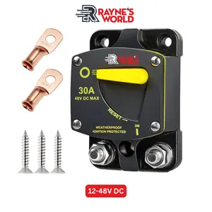 Rayne's World 30-300 Amp Heavy Duty Circuit Breaker DC 12-48V with Connection Kit - Car Audio, Marine, Truck, Trolling Motor, Stereo, RV, Solar Power