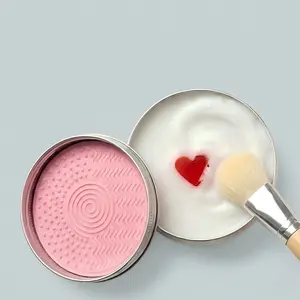 Makeup Brush Cleaner Solid Soap + Scrubber Mat, 2-in-1 Deep Cleansing Kit for Brushes, Sponges & Beauty Blenders