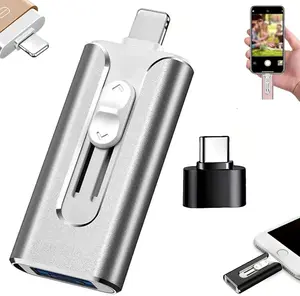 4-in-1 Flash Drive 1TB for iPhone Thumb Drive Photo Stick, High Speed USB Memory Stick iPhone Flash Drive for Photos Videos, External Storage Jump Drive for iPhone/iPad/Android/PC
