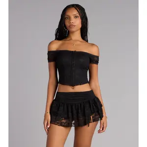 Quiet Allure Off Shoulder Lace Corset Top