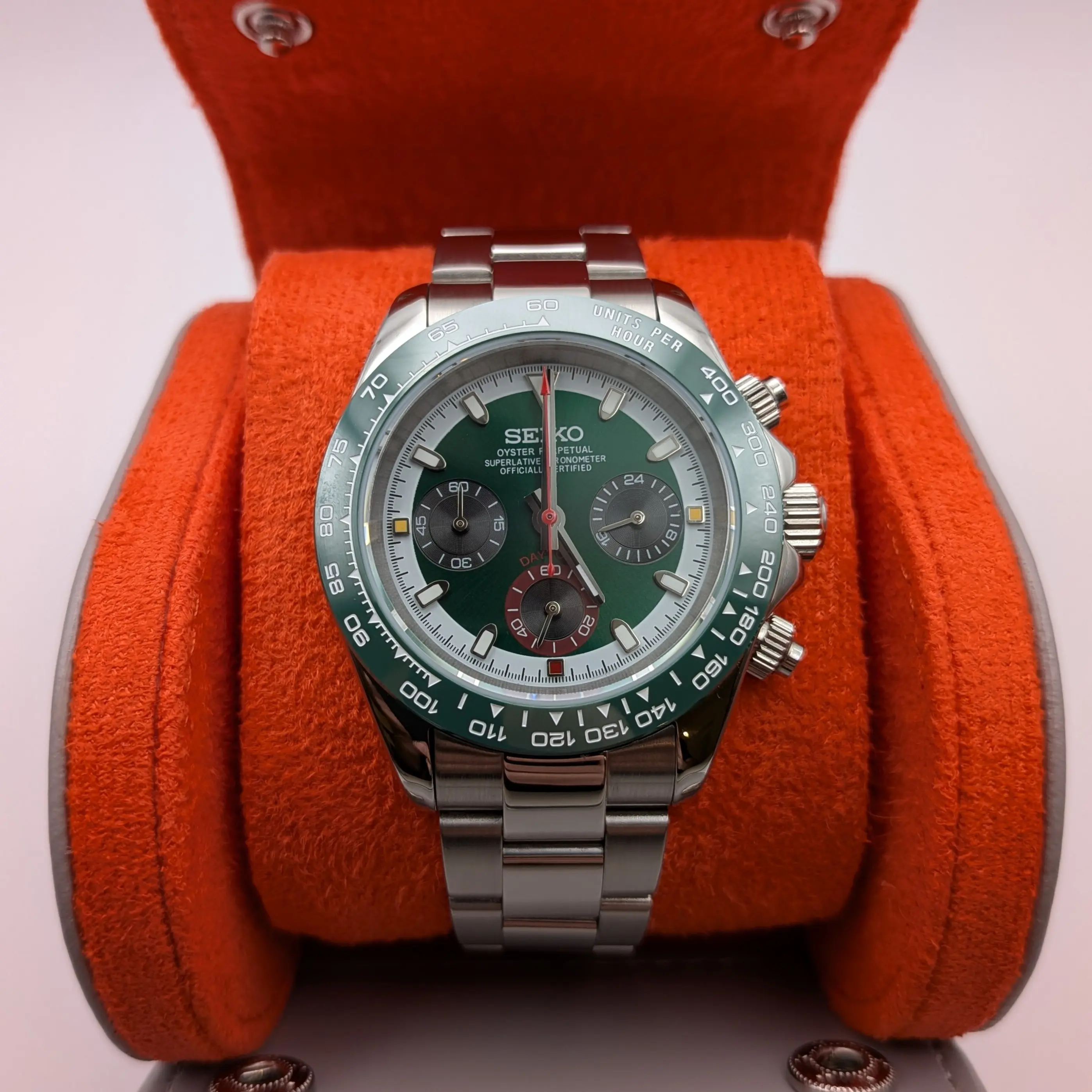 Chronograph Watch | Green Dial & Green Bezel | Stainless Steel Chronograph Watch | Green Dial & Green Bezel | Stainless Steel