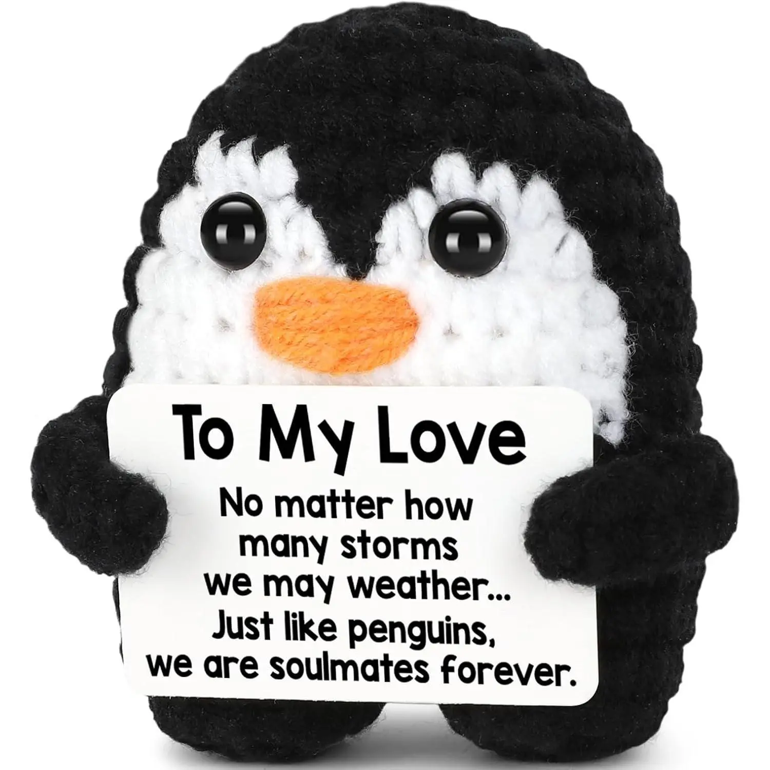 Gifts for Him Her Boyfriend Girlfriend, To My Love Handmade Crochet Penguin Present, Wedding Anniversary Birthday Gift for Women Men, Romantic I Love You Gift for Couples Wife Husband Christmas