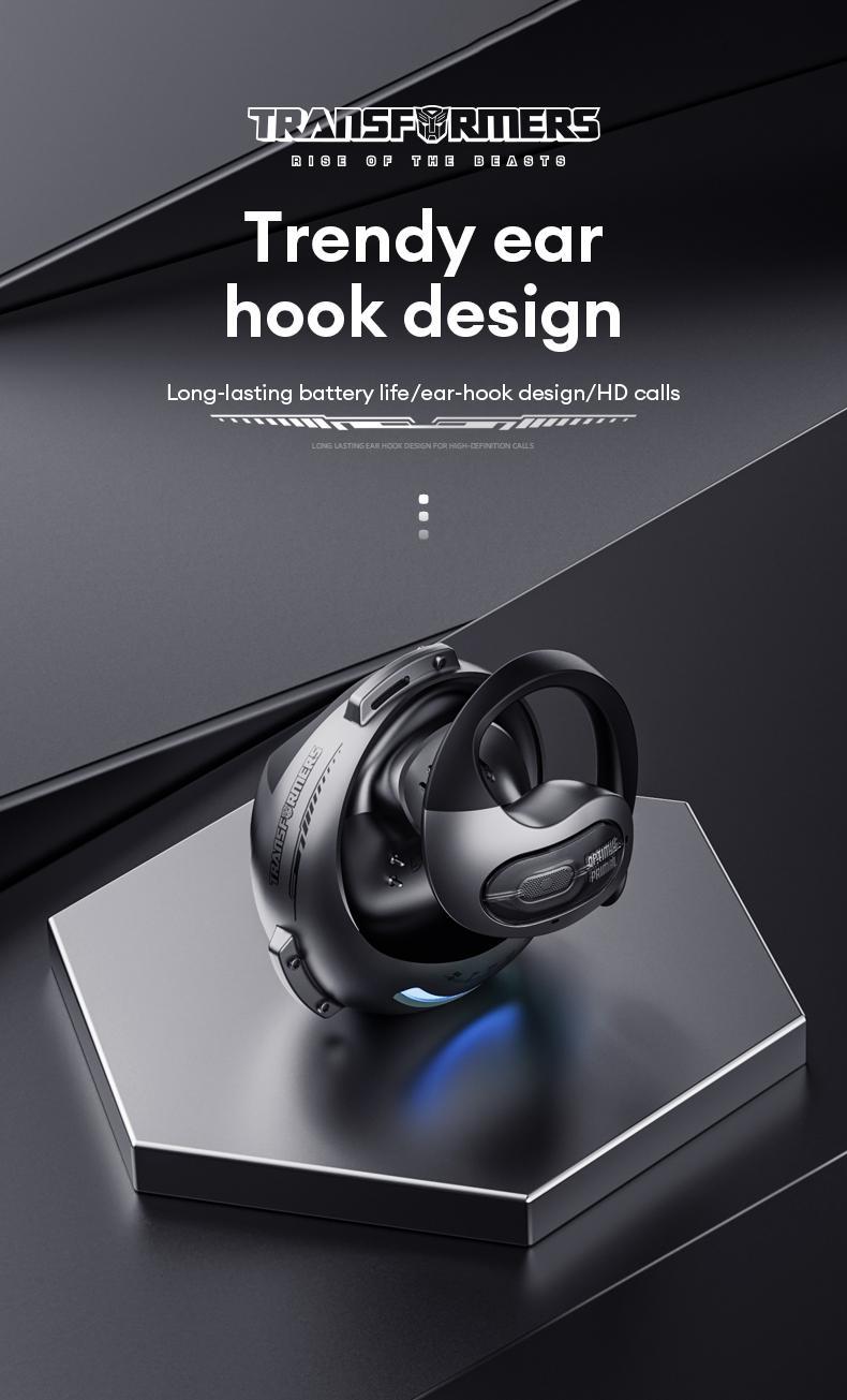 Transformers Wireless Earbuds Bluetooth 5.4 Wireless Open Free Ear Gaming Headphones IPX5 Waterproof Noise Cancelling Running Sport Wireless Bluetooth Earbuds with Mic and Earhooks Compatible For Android/iOS