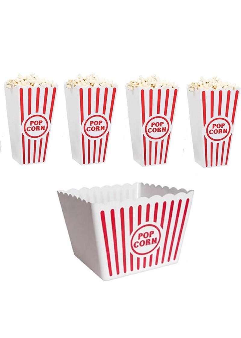 Retro Popcorn Bucket Set Plastic Reusable for movie night