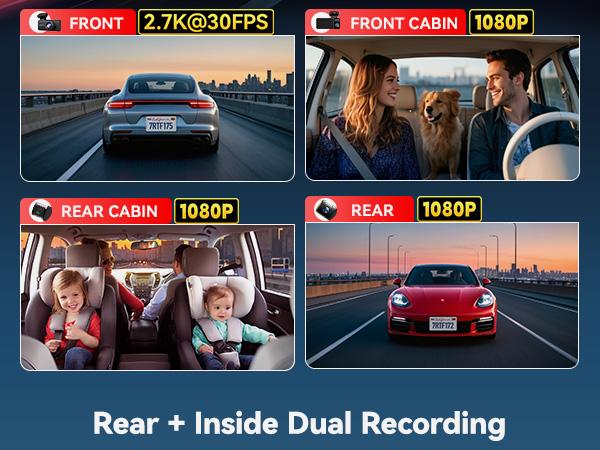 REDTIGER F17 Plus 4 Channel Dash Cam 2.7K+1080P*3 STARVIS 2 128GB Card 360° Front Inside Rear IR Night Vision 5GHz WiFi GPS Voice Control Touchscreen Parking Mode Holiday Haul