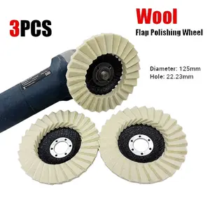 Wool Polishing Wheels Set for Angle Grinders Buffing Pads 3pcs 5inch Wool Polishing Wheels Buffing Pads Angle Grinder Accessories Grinding Disc forMetal Glass Ceramic Polishing l Glass Ceramic PolishingTools & Hardware -Hard