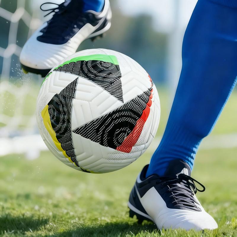 Size 5 Soccer Ball Football Durable PU Leather Set Machine Stitched for Training & Entertainment Perfect Gift for Boys Men