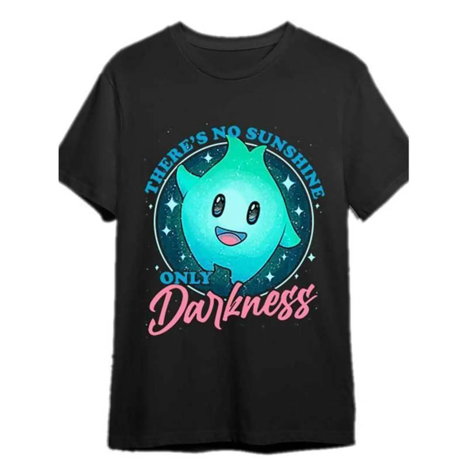 [100% Cotton] Lumalee Luna Star Dark Graphic Crew Neck Sports T-Shirt - Short Sleeve, Unique Fun Pattern