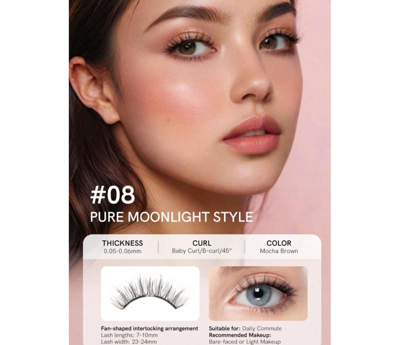 Suit For Natural Makeup Soft Magnetic Eyelashes All-In-One Kitwith Applicator, Reusable Magnetic Lashes WithoutEyeliner, Glue-Free False Lashes, Waterproof. Lightweight