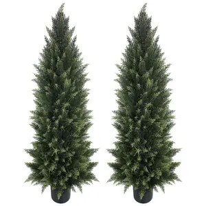 4ft Artificial Evergreen Cedar Trees - Realistic Fake Plants for Indoor Outdoor Decor(2 Pack) aesthetic decor