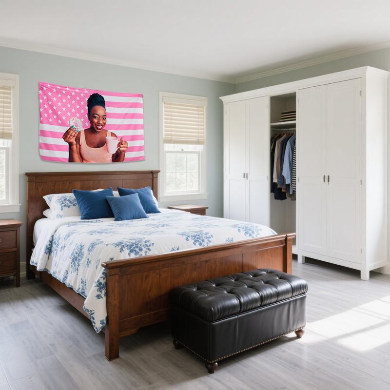 Custom Pink America Flag Tapestry, Personalized Flags, Design Your Image Funny Tapestry Poster, for Decorate, Clubs, Concerts, Bars, University, Dormitories, Living, Rooms, Bedrooms, 30x40 40x60 50x60 60x80 60x90 inch Outdoorfun Decoration