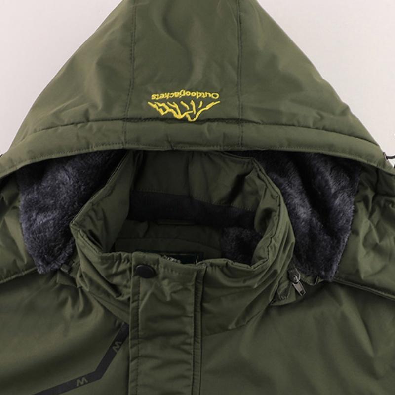 Clean Gent Men's Winter Jacket Waterproof Windproof Snow Coat Warm Fleece Lined with Multiple Pockets Hooded Outdoor Sports Jacket