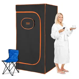 VEVOR Sauna Tent Portable Full Size,  , 1400W Personal Sauna Kit for Home Spa, Detoxify & Soothing Infrared Heated Body Therapy, Time & Temperature Remote Control With Chair & Floor Mat