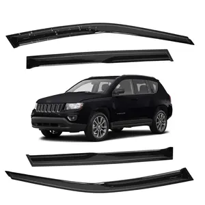 Tape-on -For 2007-2017 Jeep Compass 4 Door Window Visor-Smoke Tinted # Rain guard# Rainproof#Sun Shade#UV Protection# Easy-Install # Vent Shades# Car Windshield# Car Weather Shields# Wind Deflector