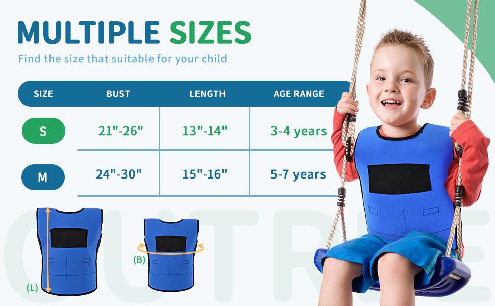 OUTREE Adjustable Weighted Vest for 3+ Years Old Kids with Sensory Needs, Compression Vest for Kids with ADHD and Autism