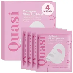 Quasi Bio-Collagen Face Mask Overnight – Hydrating Korean Sheet Mask – Niacinamide & Low Molecular Collagen – Firming & Smoothing Skincare for All Skin Types – 4 Masks