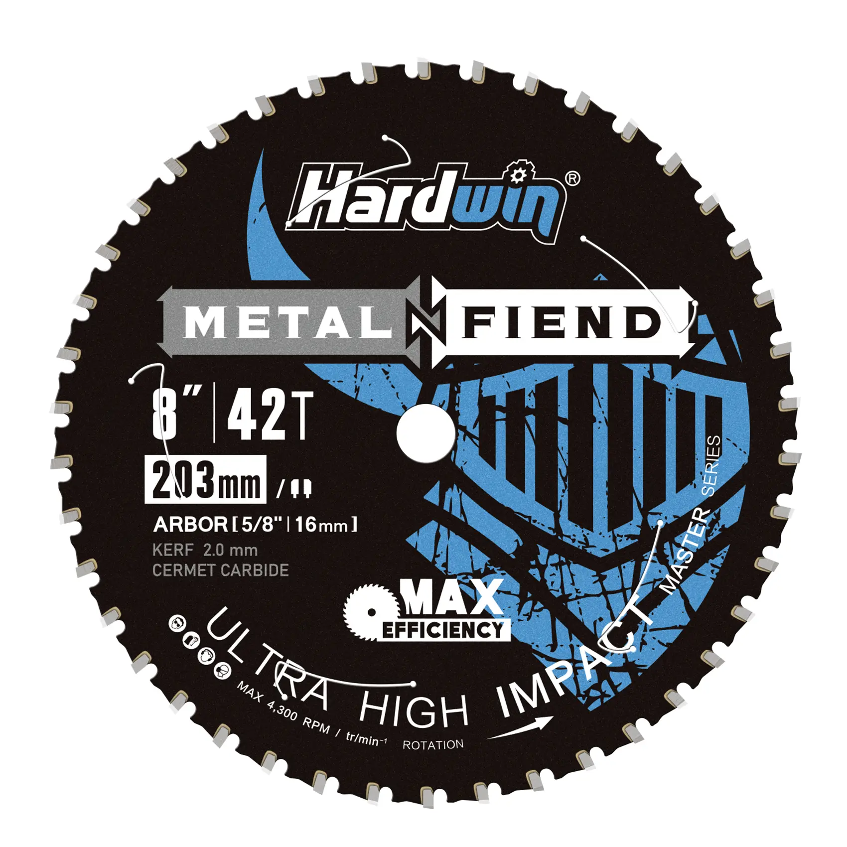 8 Inch 42T Metal Cutting Circular Saw Blade Cermet Carbide Tipped Low Heat Spark Free Thin Kerf for Steel Angle Iron Threaded Rod 5/8" Arbor