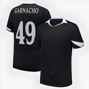 Black Color CHE Garnacho 3rd Short Sleeve Jersey, CHE Black Garnacho 49 2025 3rd Soccer Jersey