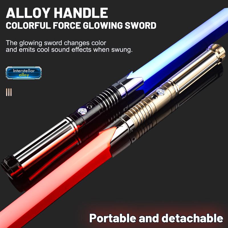 Light Saber, Heavy Dueling Light Sabers 2 Pack, 12 RGB Colors 16 Sound Fonts with Metal Hilt Double-Bladed Light Saber Smooth Swing Motion Control 2 in 1 Light Sabers for Adults Valentine's Day gift