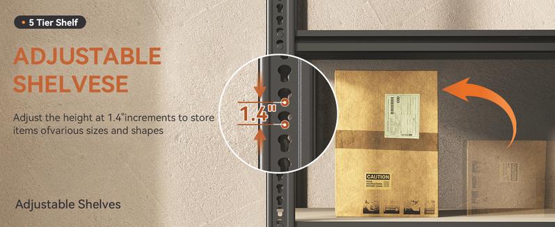 TryLazy Garage Shelves Classic 5-Tier Metal Storage Shelving Unit Height Adjustable Versatile Utility Rack for Craft Warehouse Pantry Kitchen Organiser