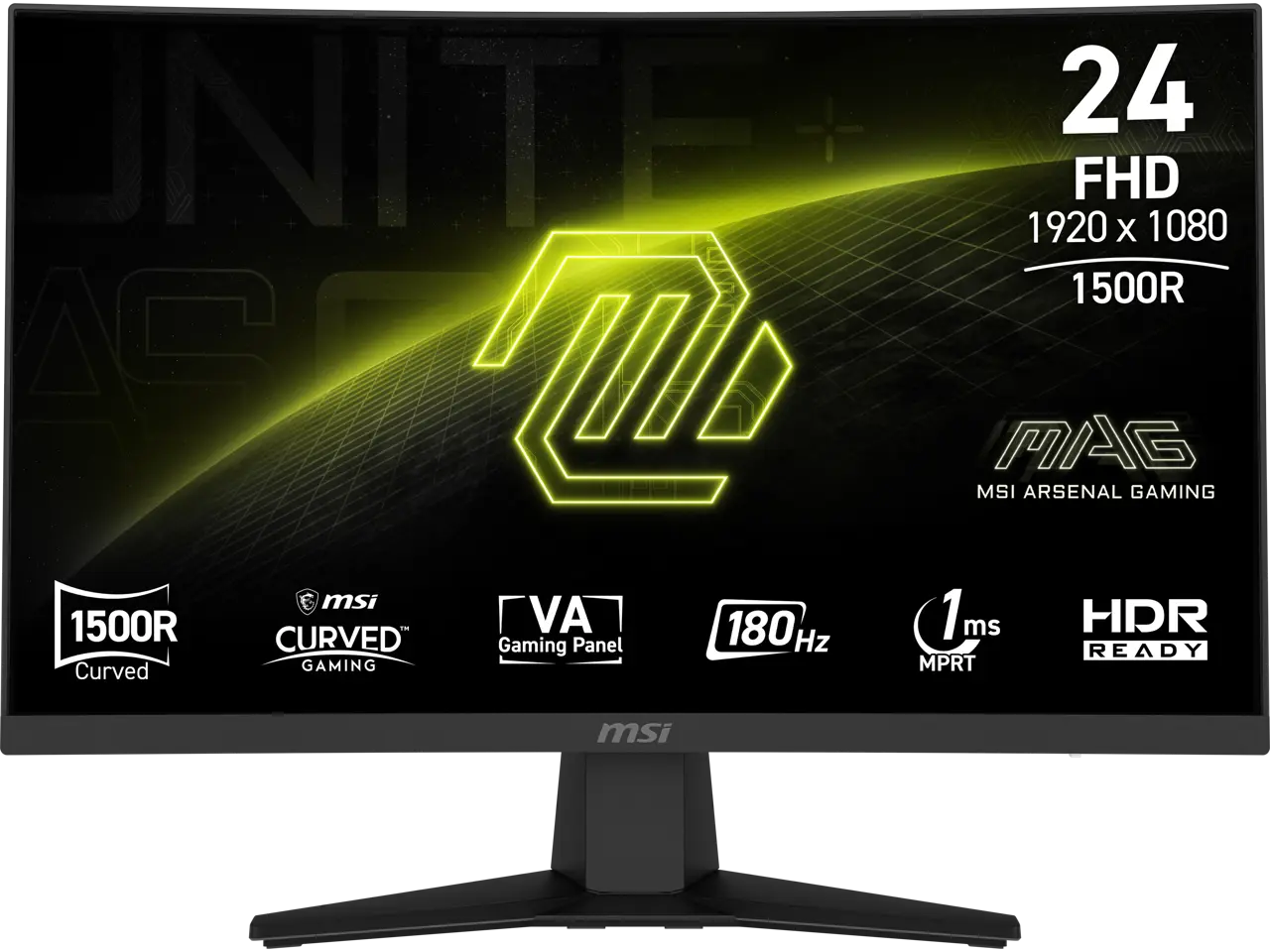 MSI 24 inch (23.6" viewable) Full HD 180Hz AMD FreeSync HDR Ready 1ms 1500R 105% sRGB Anti-Glare Curved Gaming Computer Monitor Frameless Design for both Work and Gaming MAG 244C