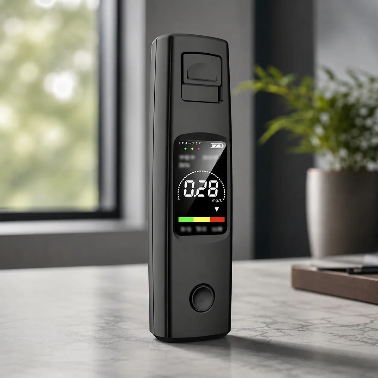 Portable high-precision alcohol detector, breathalyzer with a wide measurement range of 0.00–0.40%, rapid-response BAC measurement, shock-resistant and durable LCD backlit display, self-testing tool for driving safety
