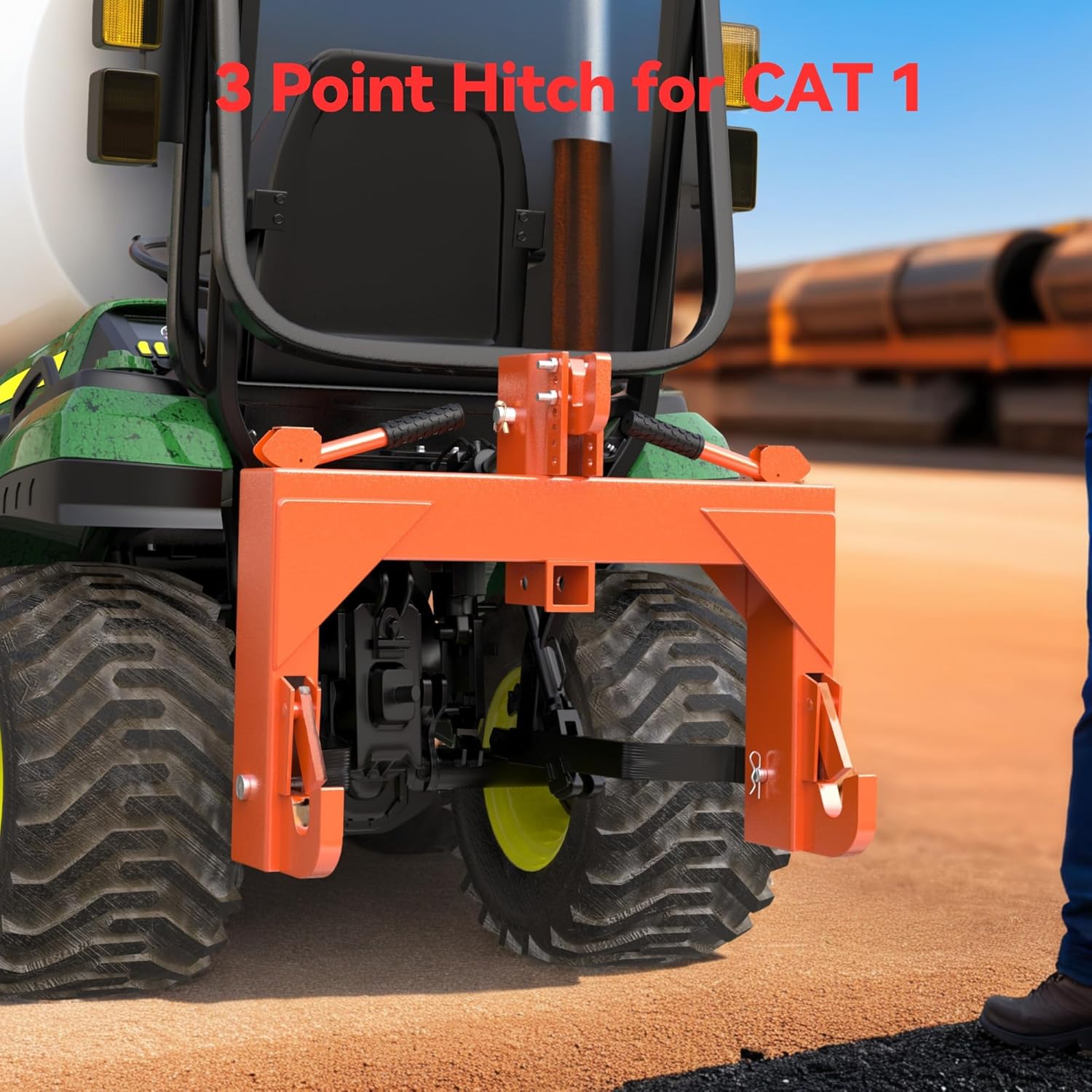 YITAMOTOR 3 Point Quick Hitch, 3000 lbs 3-Pt Attachments with 2" Receiver Hitch Adaptation to Category 1 Tractor with 5 Level Adjustable Bolt