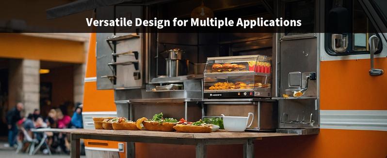 【Valentine's Day Gift】Food Warmer, 2-Tier Commercial Pizza Warmer with LED Lighting, Adjustable Thermostat, Removable Shelves, Countertop Food Heater Pastry Display Case for Buffet Restaurant, Cafe, Catering, Party Server