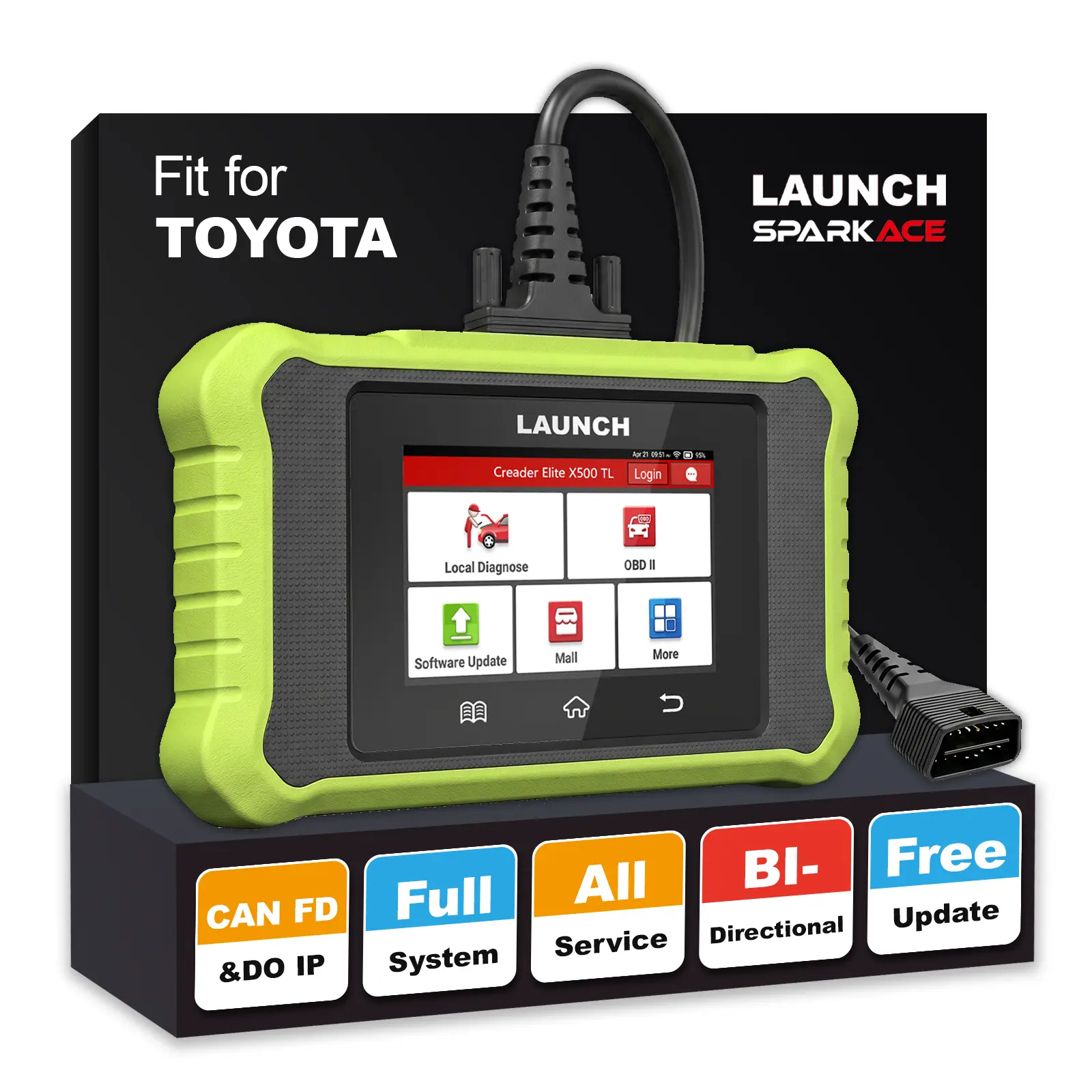LAUNCH Creader Elite X500 OBD2 Scanner for Toyota Lexus, Full System Scan Tool with Bi-Directional Control, All Reset Services, Auto VIN, Lifetime Free Updates