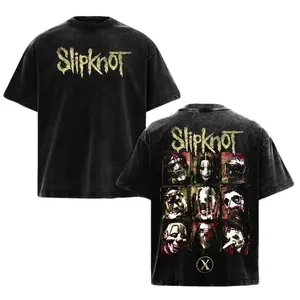 Slipknot Vintage Band WASHED TEE & Hoodie – Heavyweight Distressed Graphic Shirt, Rock Aesthetic, Y2K Grunge Metalcore, Edgy Alternative shirts men vintage slipknot Clothes Cotton