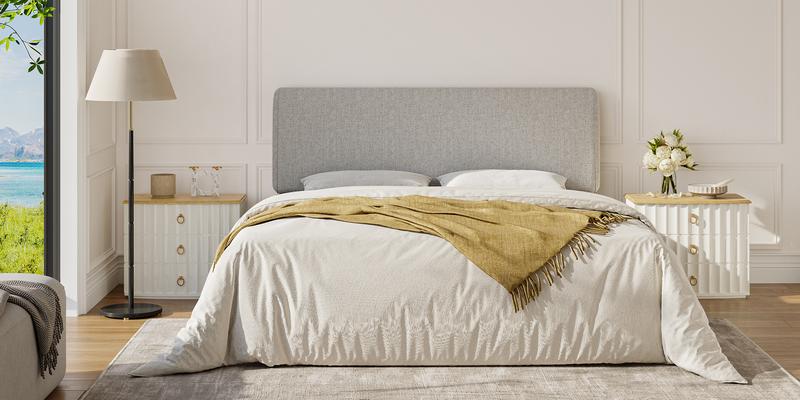 Pinmoco Upholstered Foam Headboard, Height Adjustable and Ergonomic Head Board 【Headboard Only】